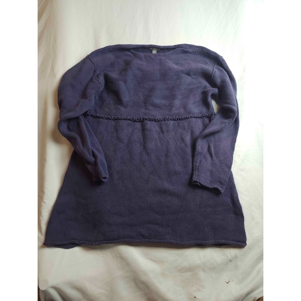 J Jill Tunic Sweater Womens L Purple Knit Boat Neck Casual Cabincore Minimalist